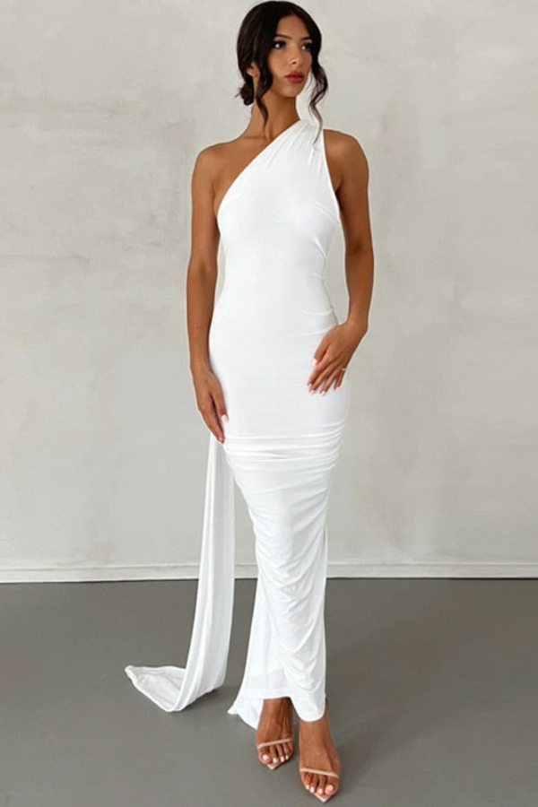 Natalie Oblique Shoulder Maxi Dress